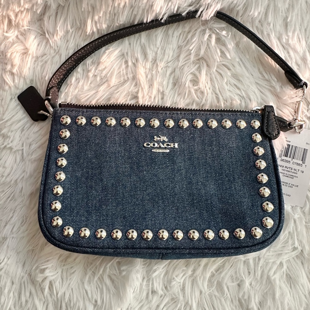 NWT! COACH STUDDED MINI DENIM PURSE